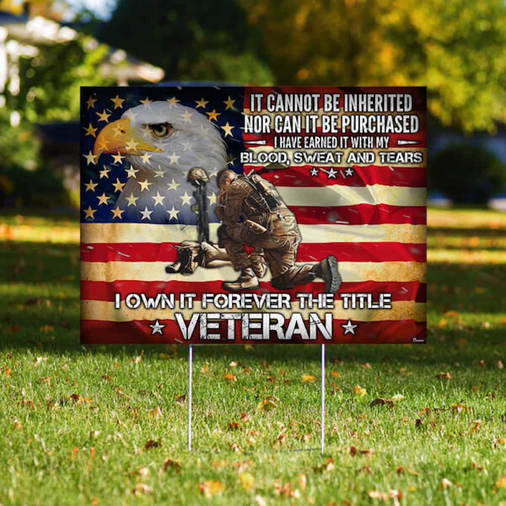 Forever The Title Veteran Yard Sign Flagwix™ patriotic outdoor signs