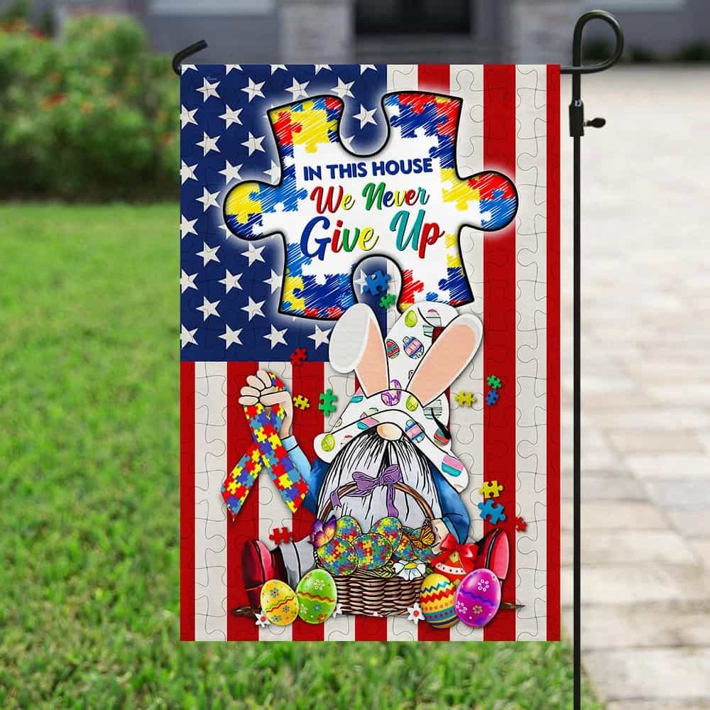 Gnome Autism Happy Easter Day Flag