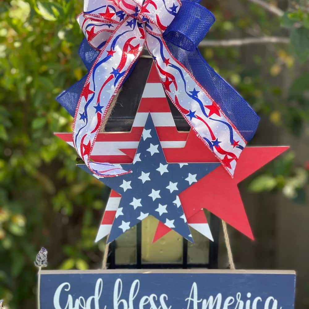 God Bless American Red White and Blue Front Door Sign