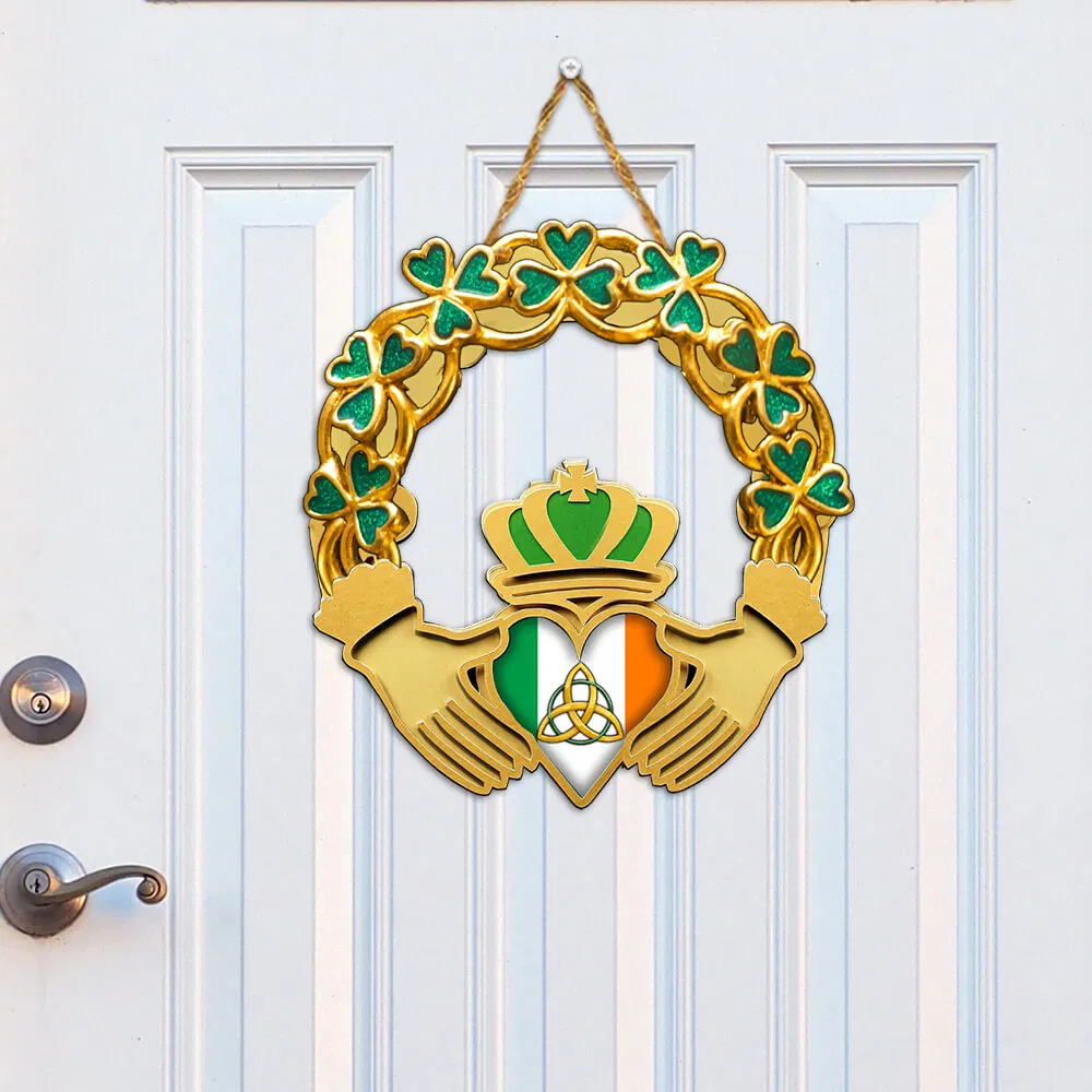 Irish St. Patrick’s Day Custom Wooden Sign Claddagh