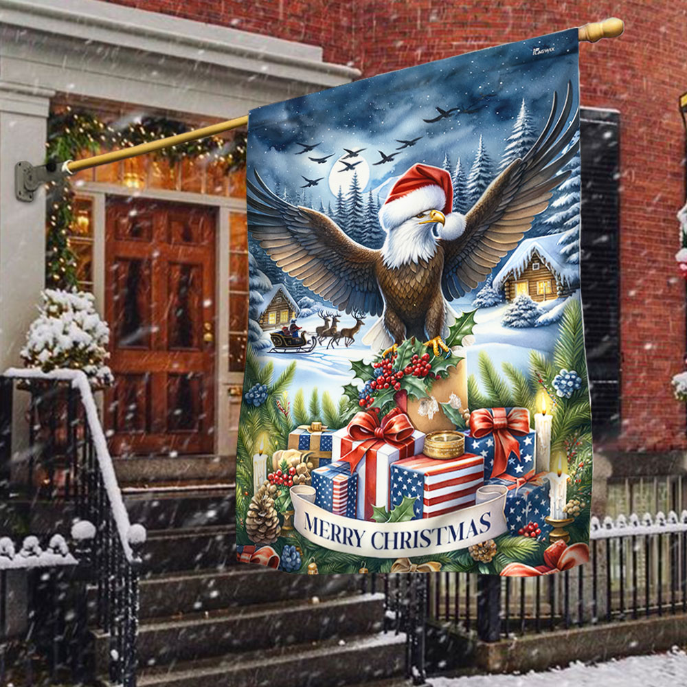 Patriotic Eagle Christmas Flag