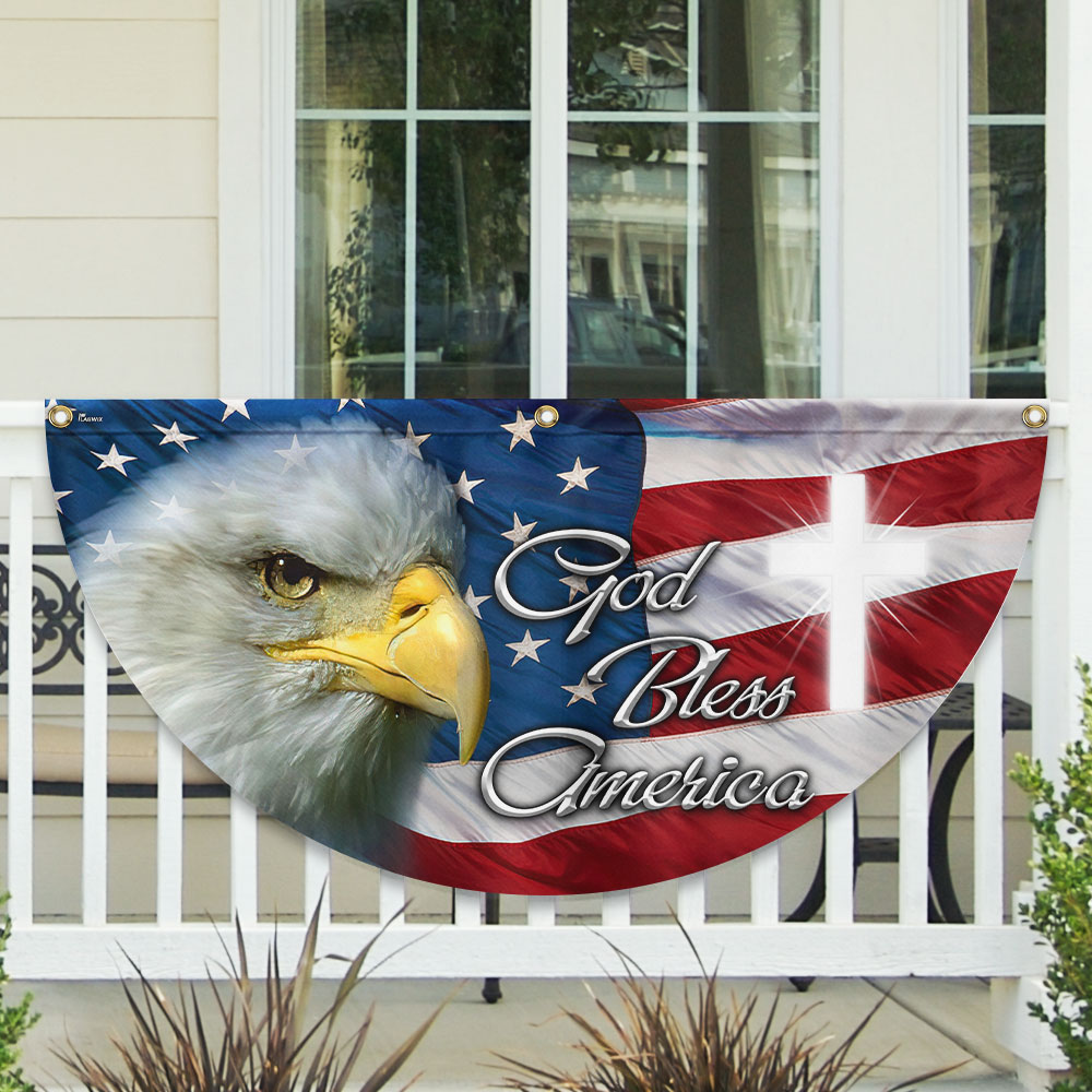 Patriotic Eagle God Bless America Non-Pleated Fan Flag