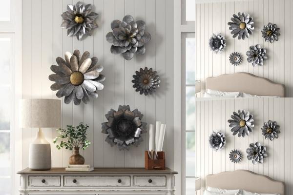galvanized metal flower wall decor