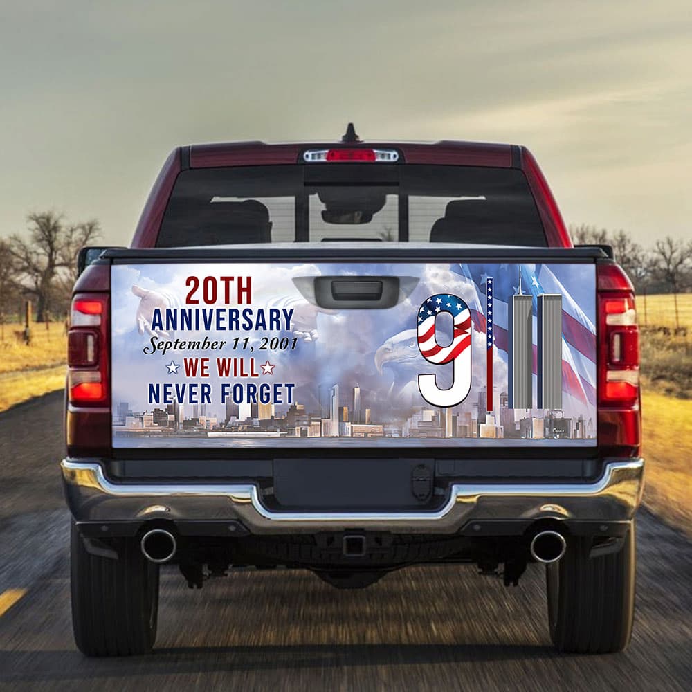 We Will Never Forget 911 20th Anniversary Truck Tailgate Decal Sticker Wrap