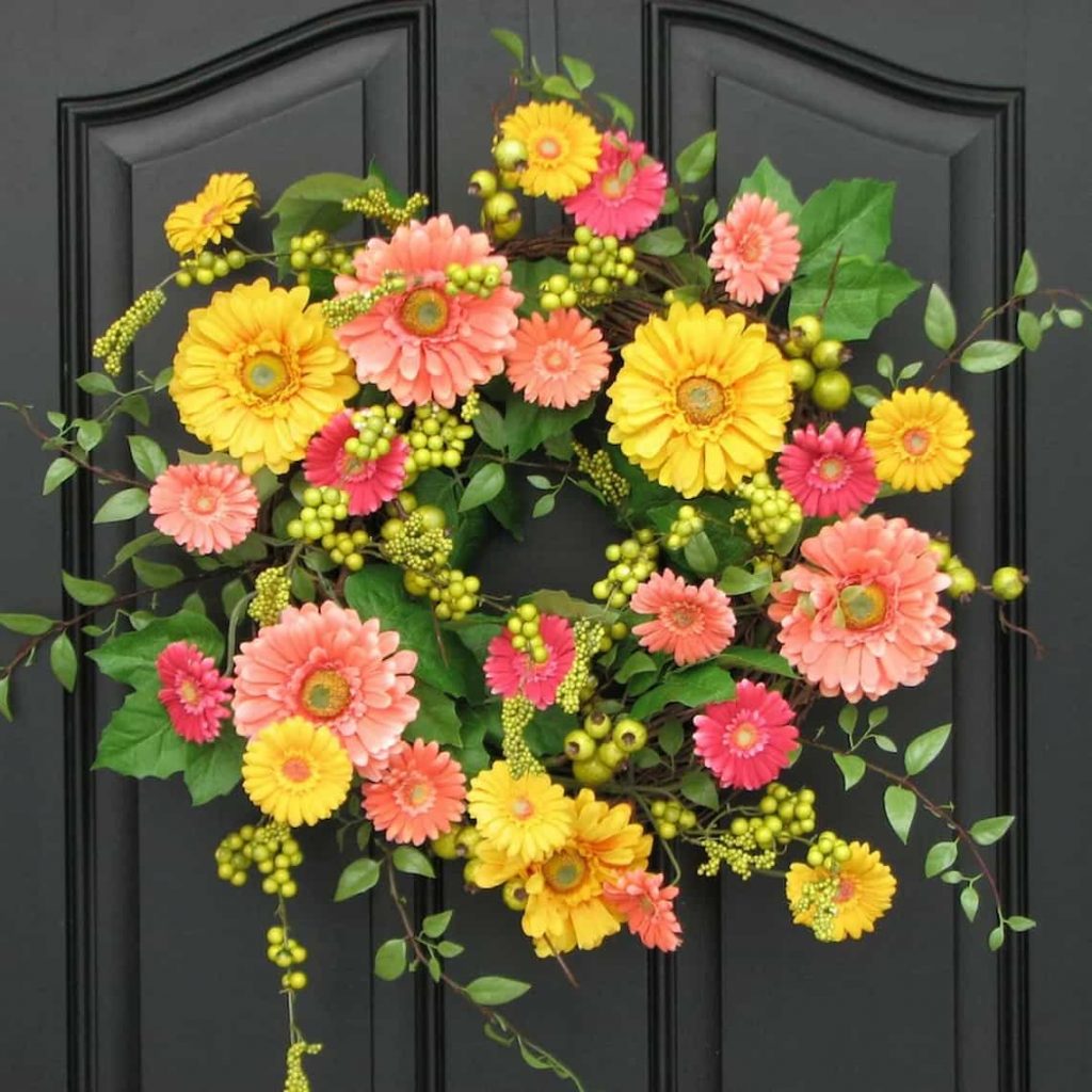 yellow daisy Summer Wreath for Front Door