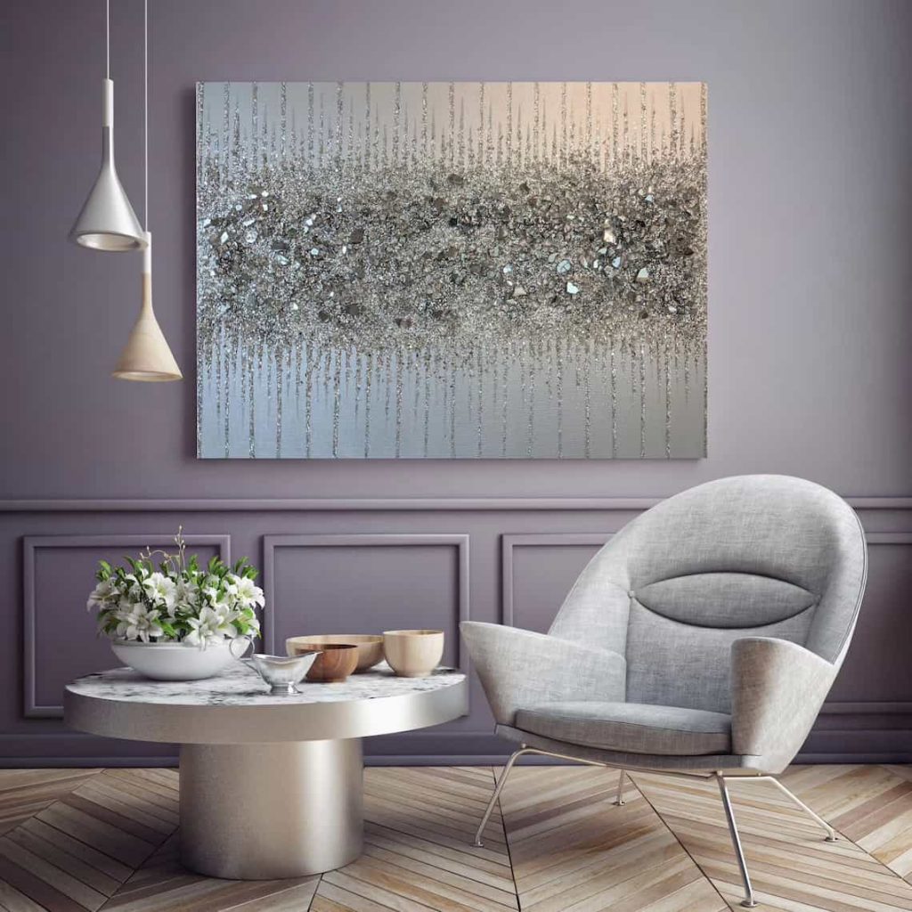 Silver Glitter Abstract Painting