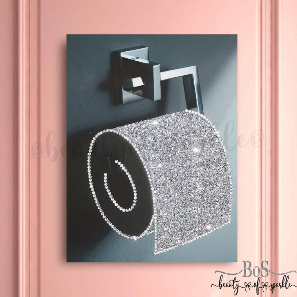 Silver/ Grey Toilet Roll Bathroom decor Glitter Canvas Picture