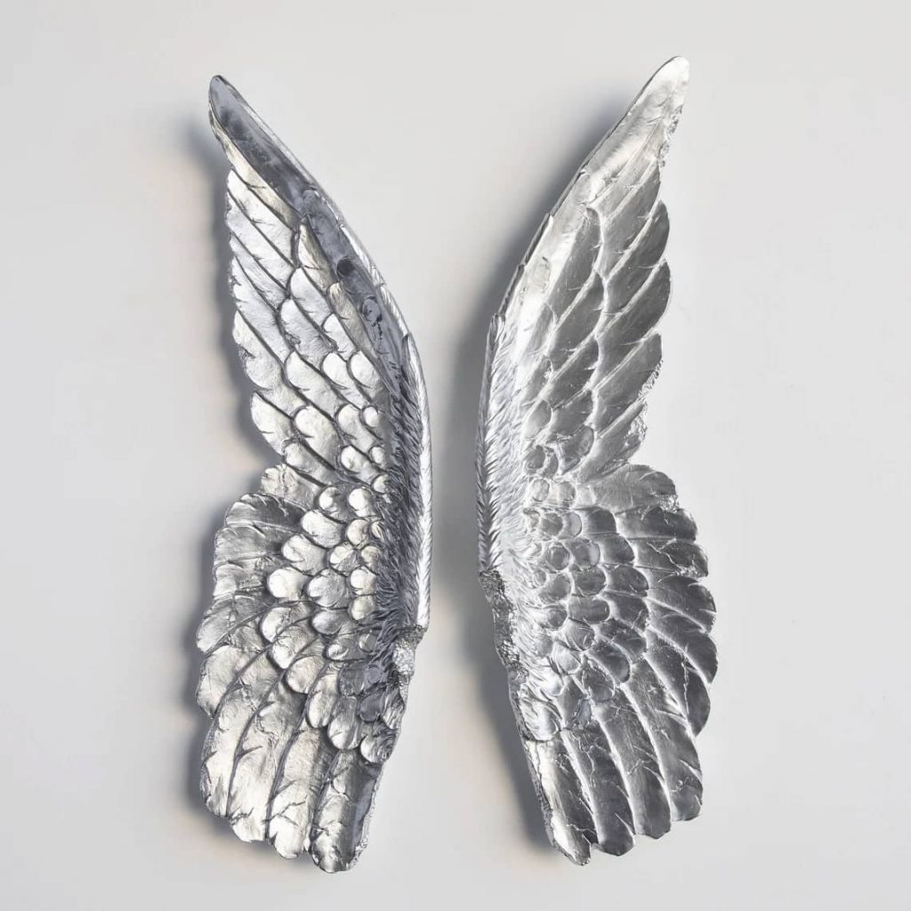 silver angel wings wall art