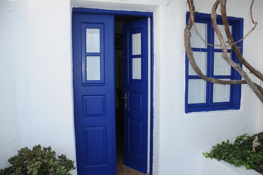 Simple Rustic Blue Whitewashed Front Door