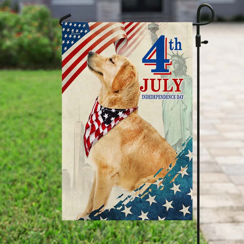 Golden Retriever Happy 4th Of July American Flag