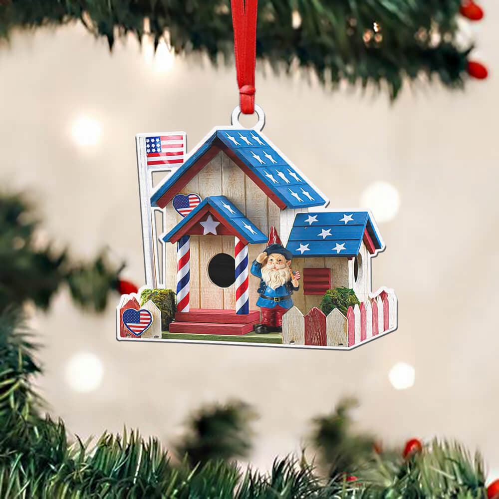 american house gnome patriotic ornament