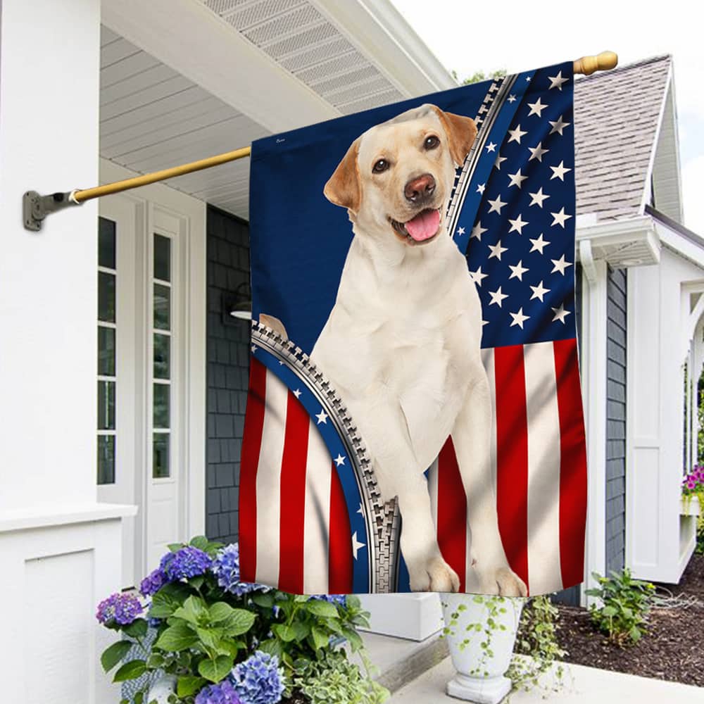 Yellow Labrador Retriever Flag Patriotic Dog