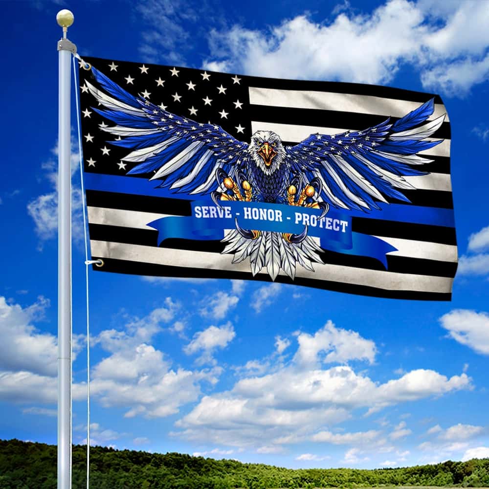 Eagle American Grommet Flag Thin Blue Line