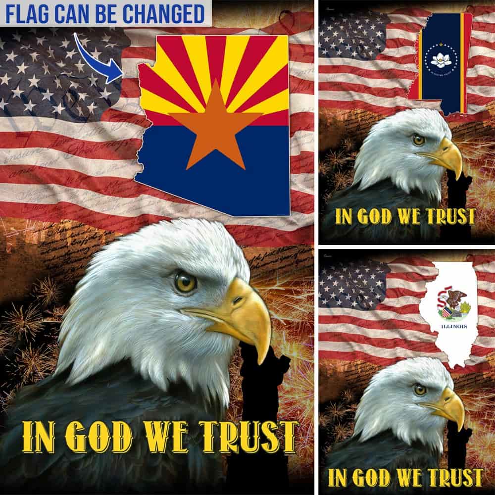 Personalized States and Territories In God We Trust American Independence Day Flag