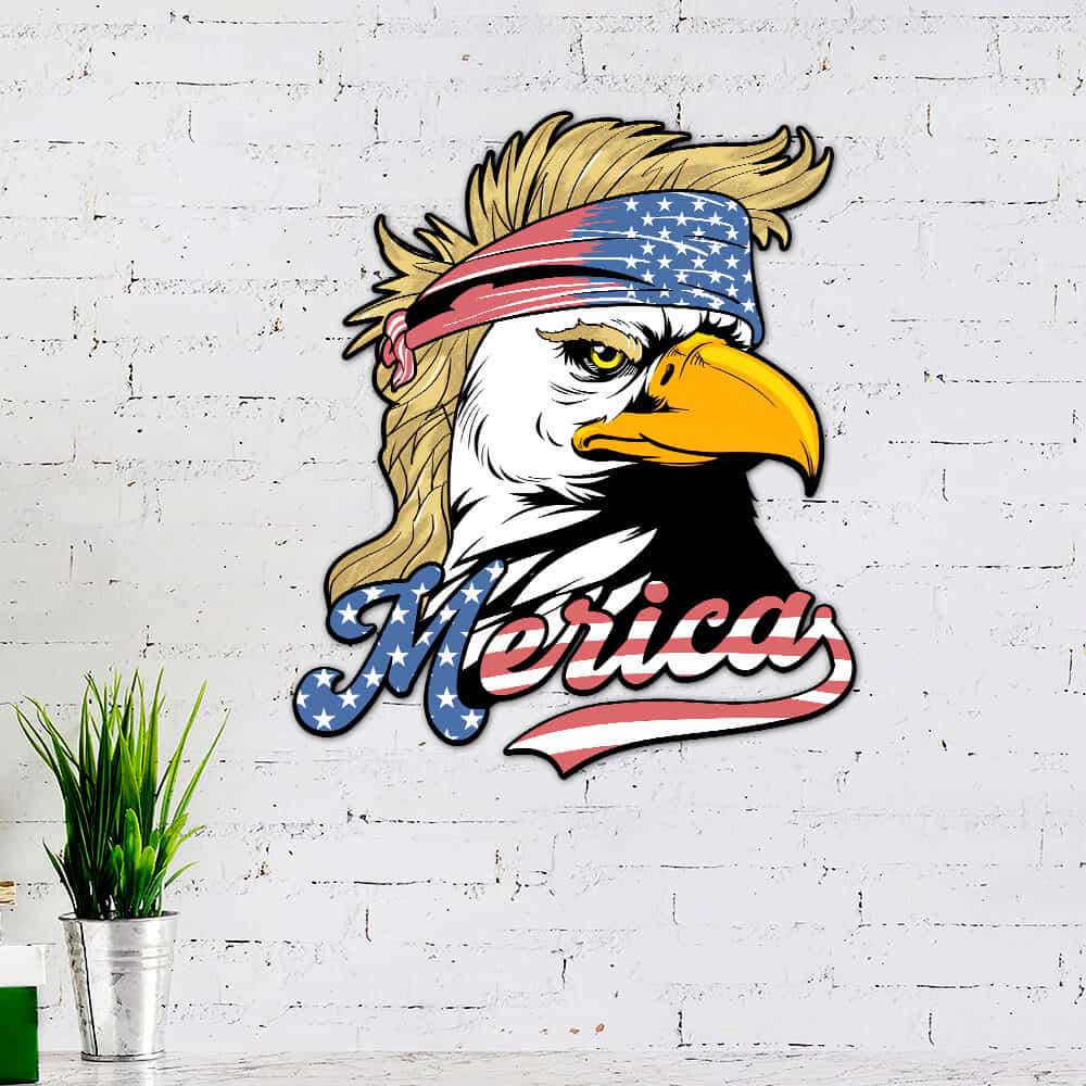 American Patriot Eagle Hanging Metal Sign