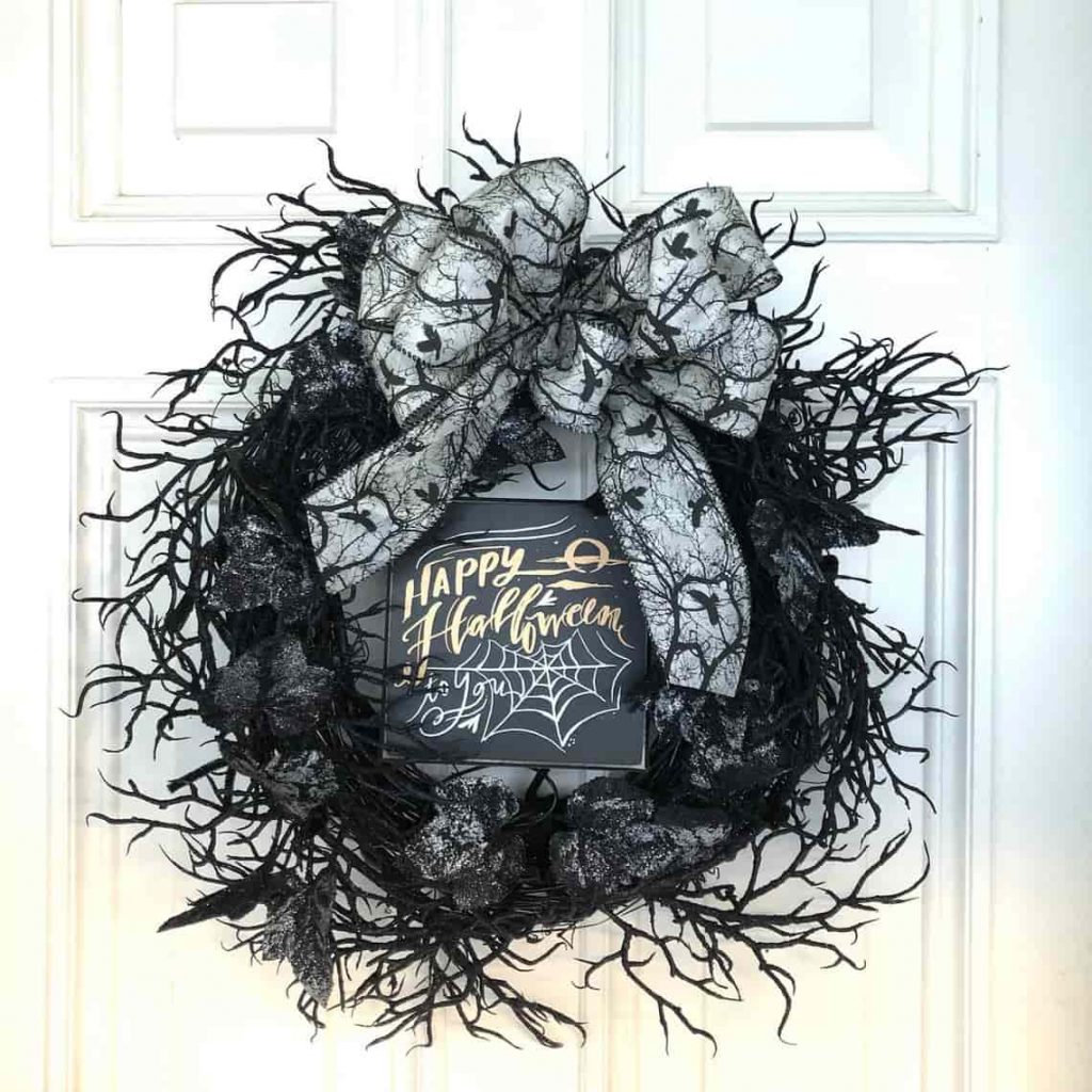 Halloween Black Spooky Twigs Wreath