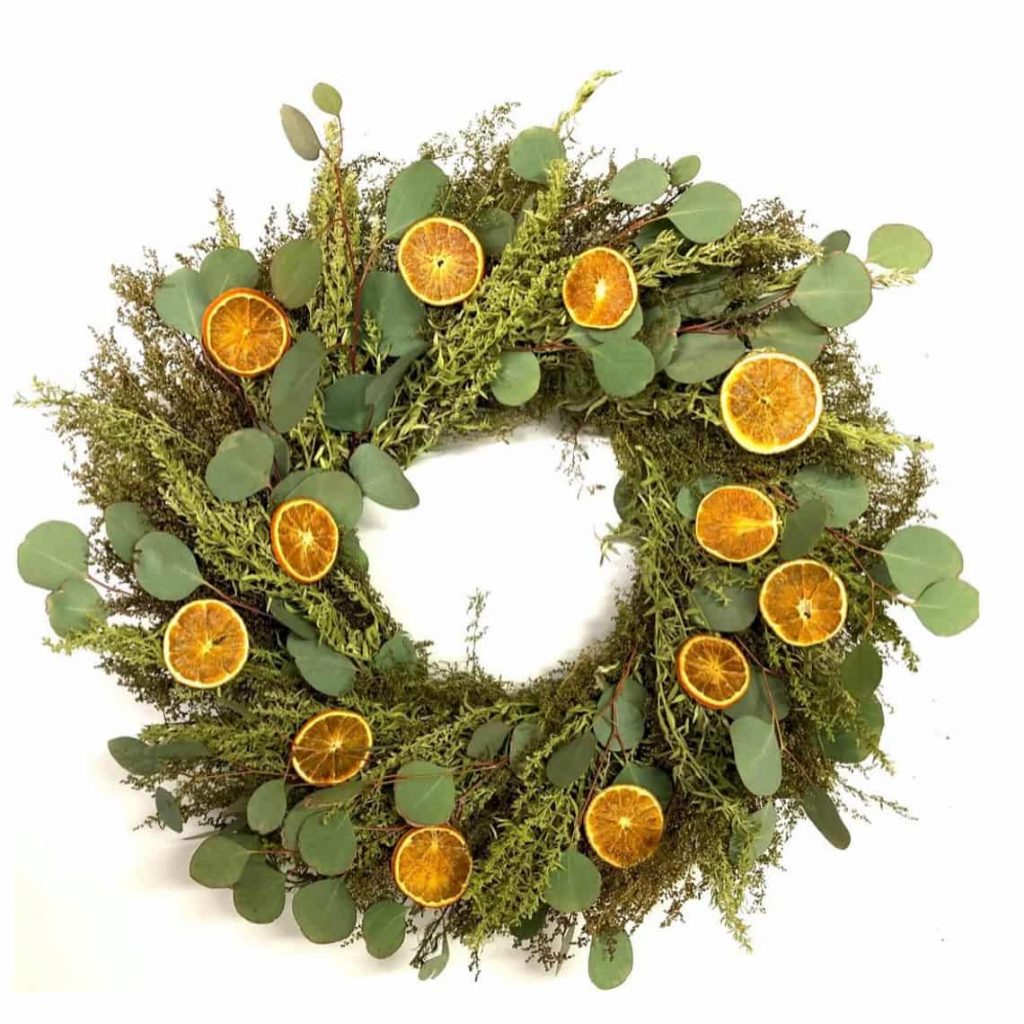 Holiday Citrus Dried floral and eucalyptus wreath