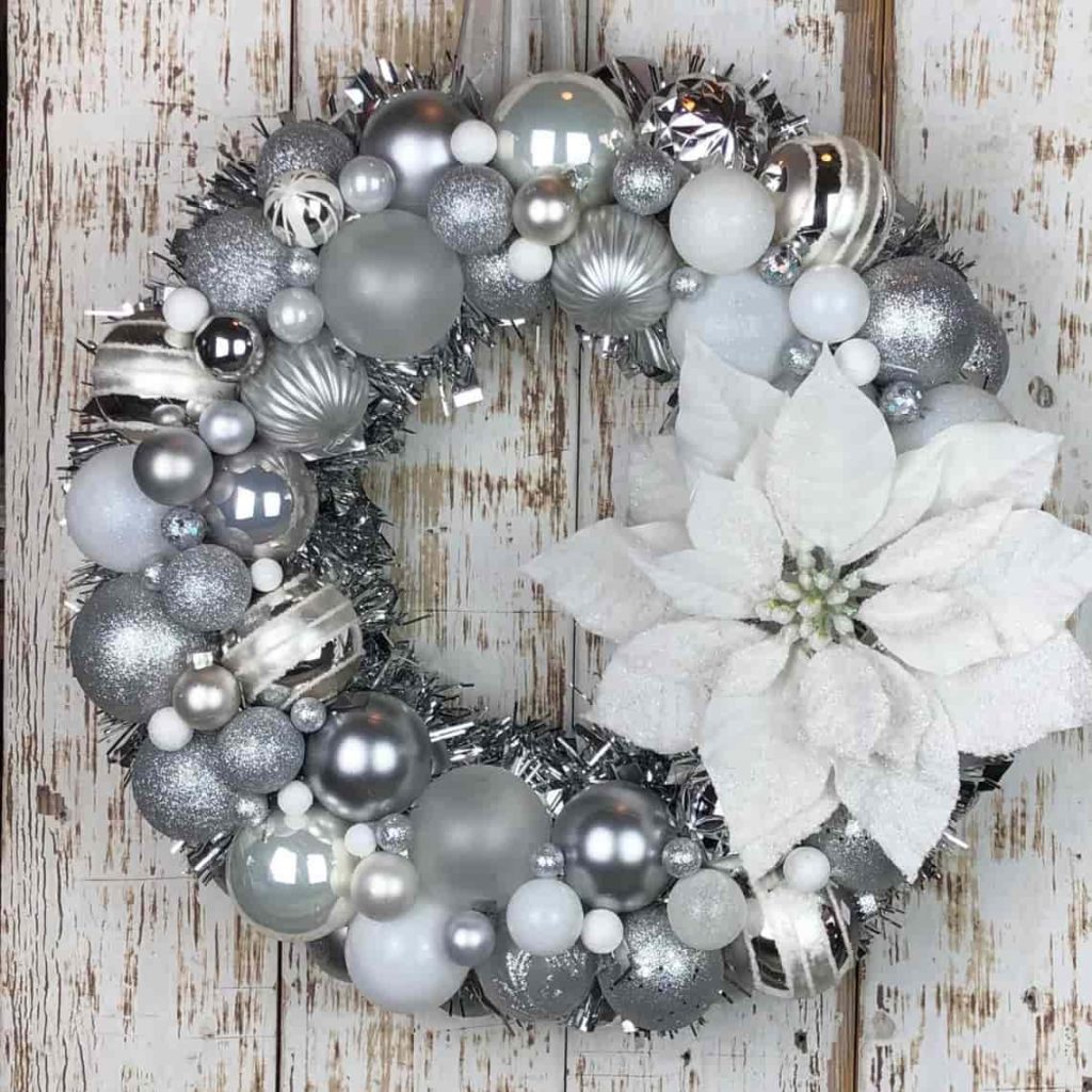 White Silver Ornament Wreath