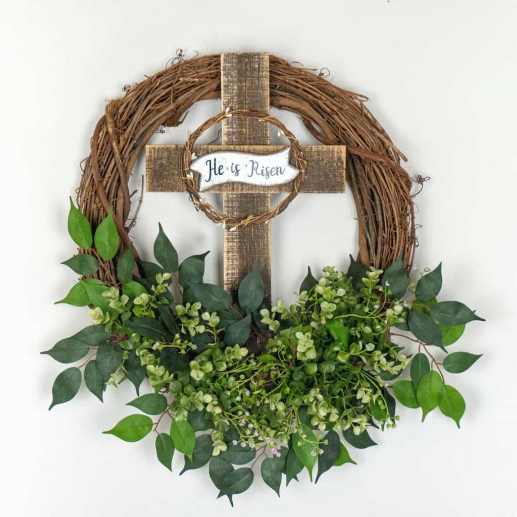 Spring Wreath with Cross