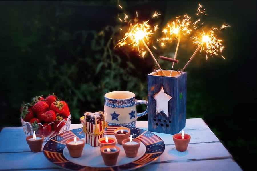 patriotic candles and sparklers