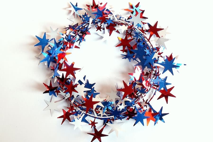 red white and blue stars wreath