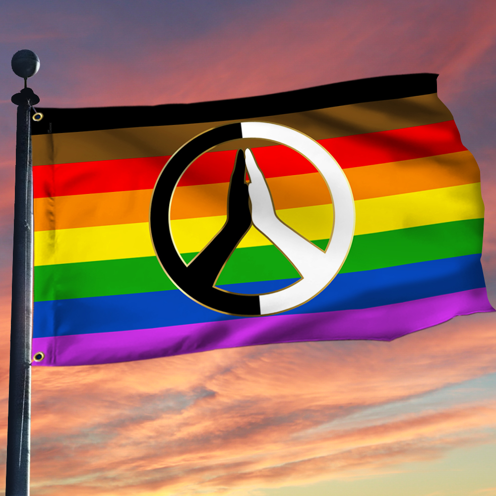 Equality Flag LGBT BLM Rainbow Hippie Peace Sign Flag
