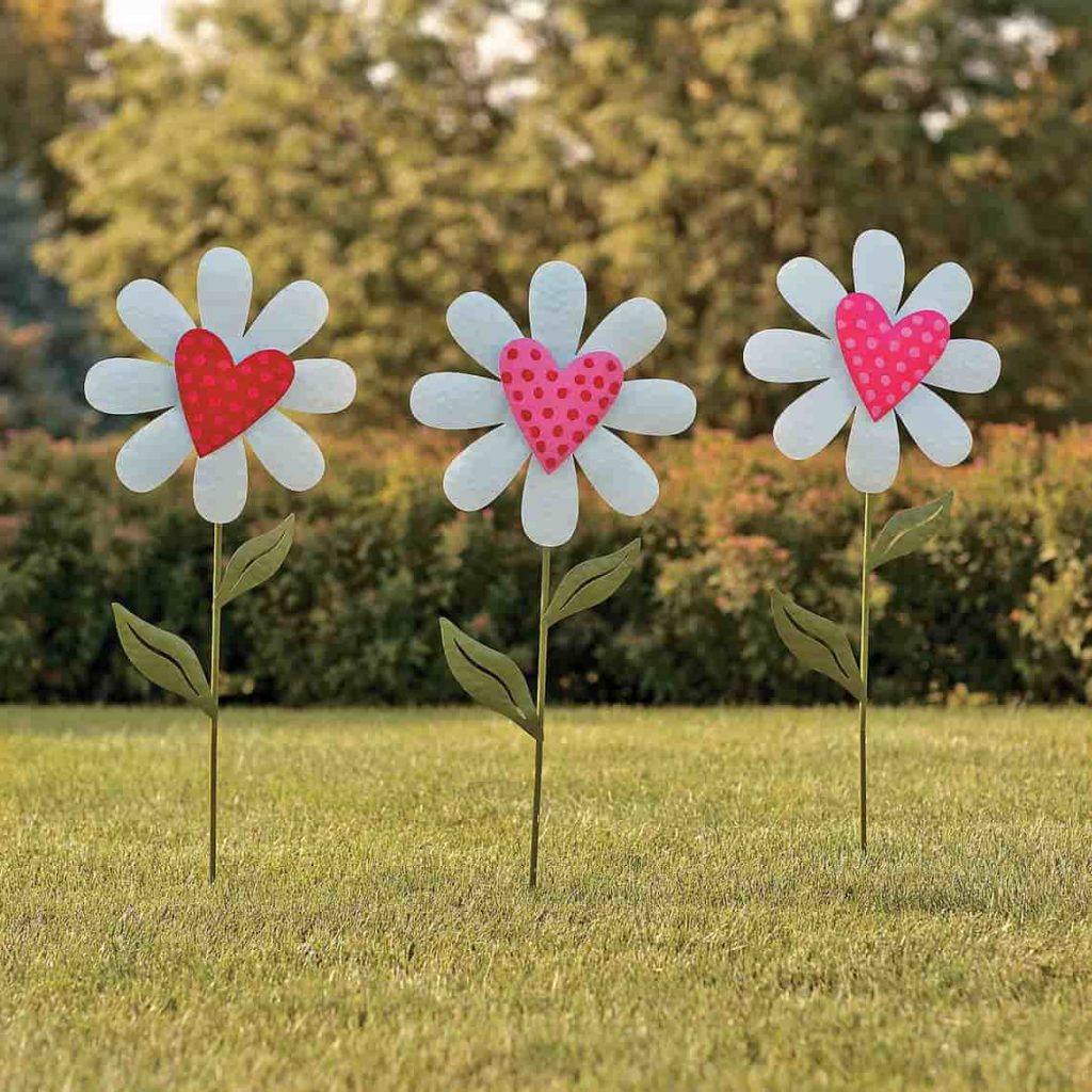 Heart-Shaped Flower Yard Signs
