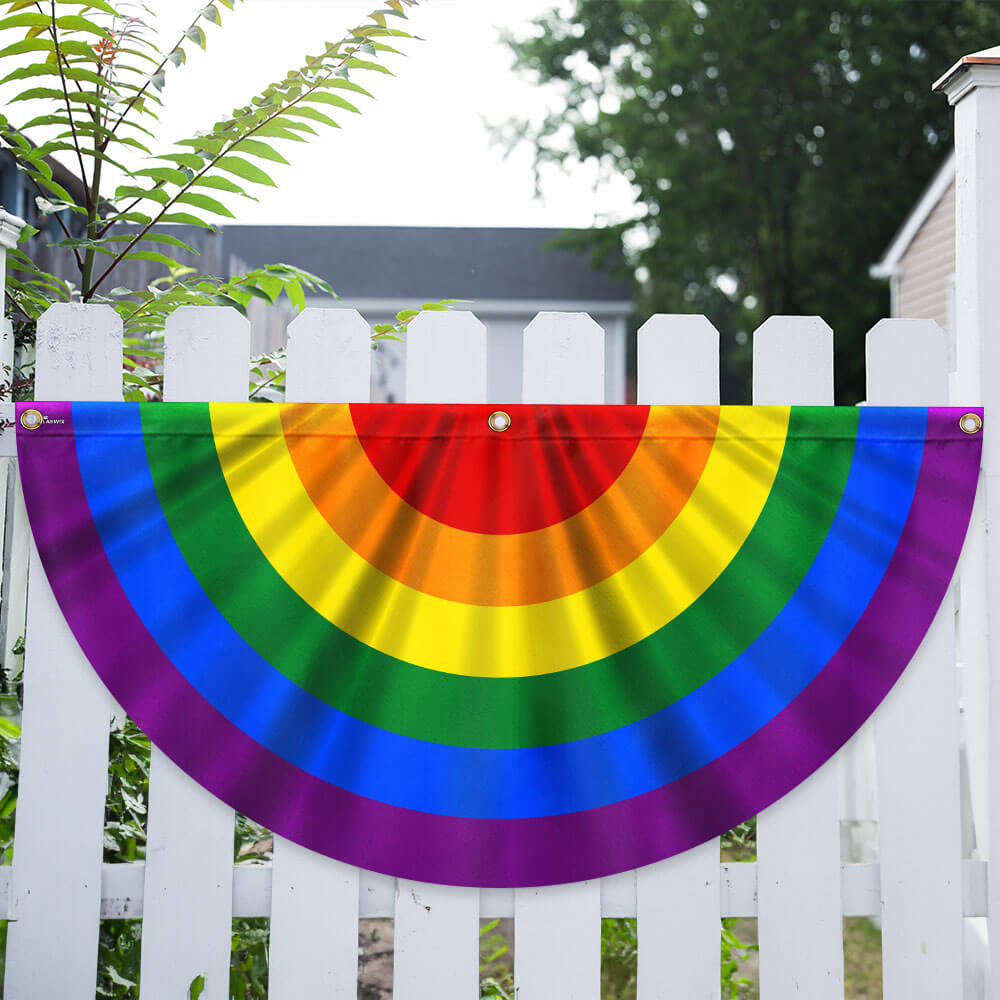 Rainbow LGBT Pride Non-Pleated Fan Flag