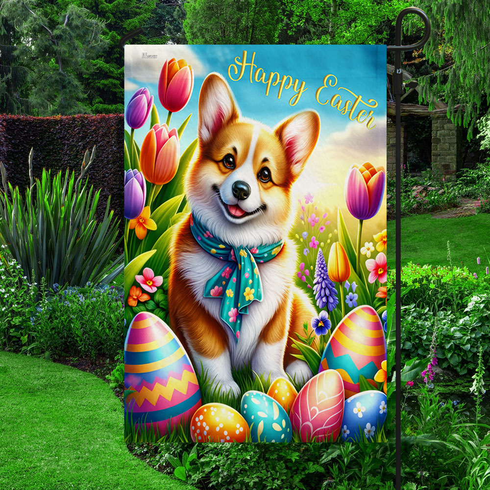 Corgi Dog Happy Easter Flag TQN2496Fv4