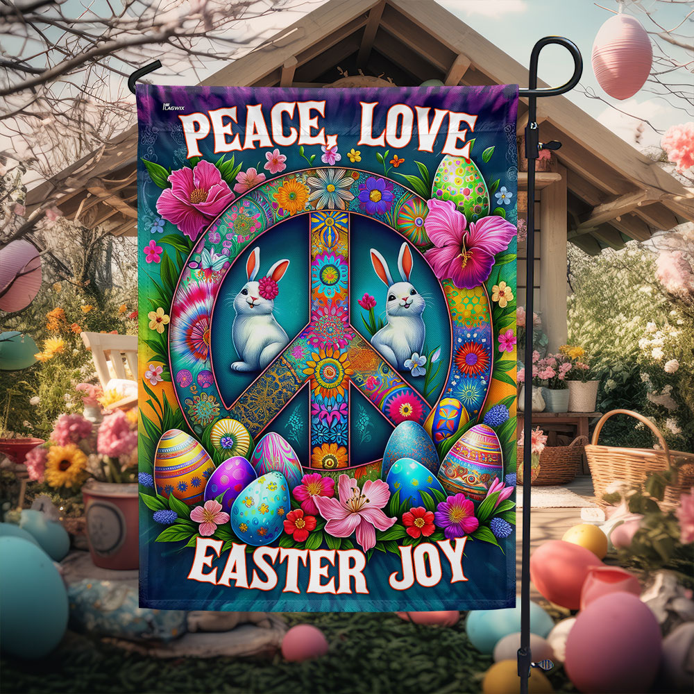Hippie Peace Sign Easter Day Peace Love Easter Joy Flag MLN2645F