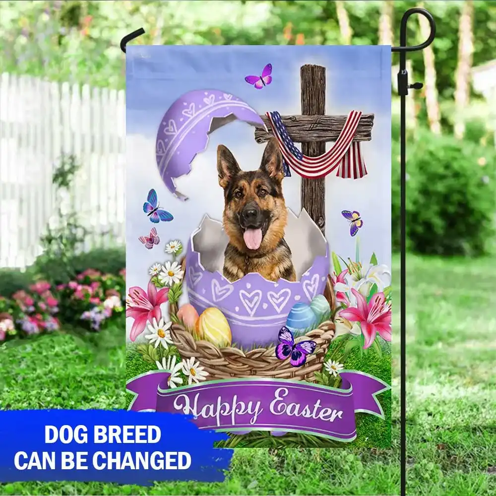 Personalized Dog Happy Easter Flag