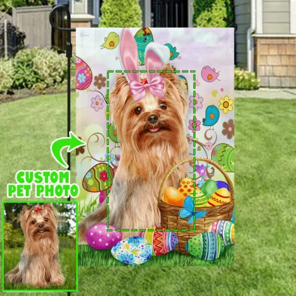 Personalized Image Easter Dog Pet Flag