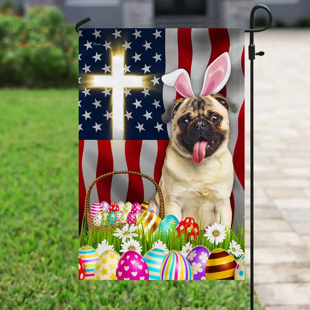 Pug Dog Easter American Flag