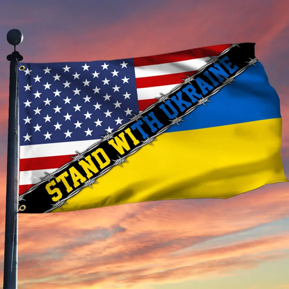 American Ukraine Grommet Flag