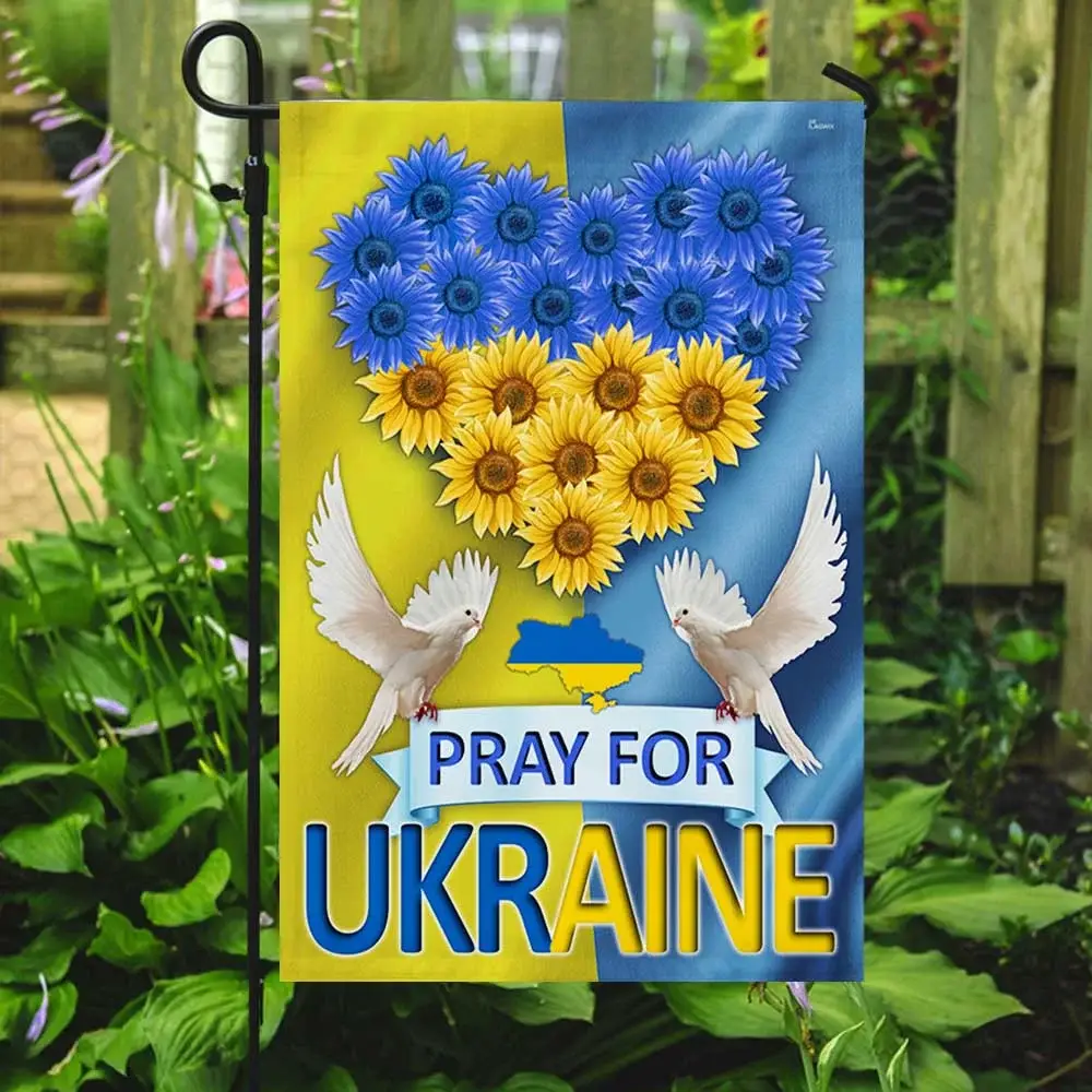 Pray For Ukraine Garden Flag