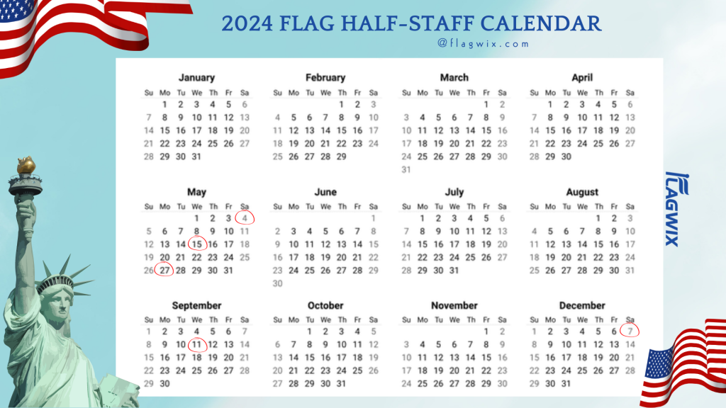 2024 Flag Half-Staff calendar