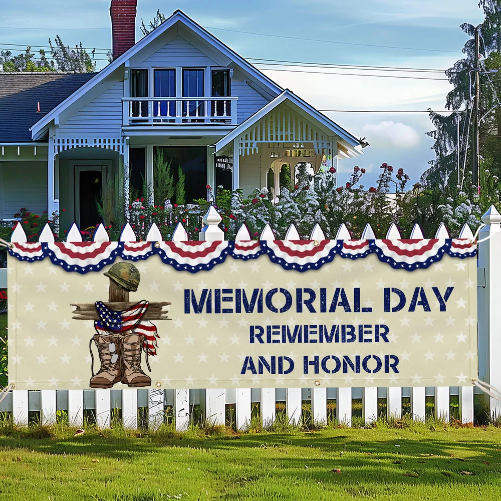 Memorial Day Remember And Honor Fence Banner