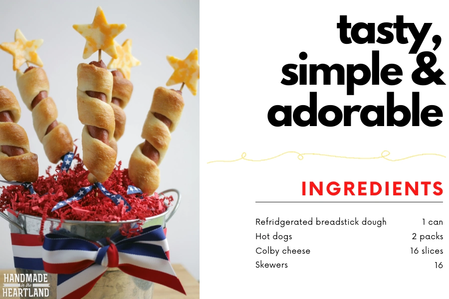 4th of july party ideas CHEESY HOT DOG STUFFED BREADSTICKS