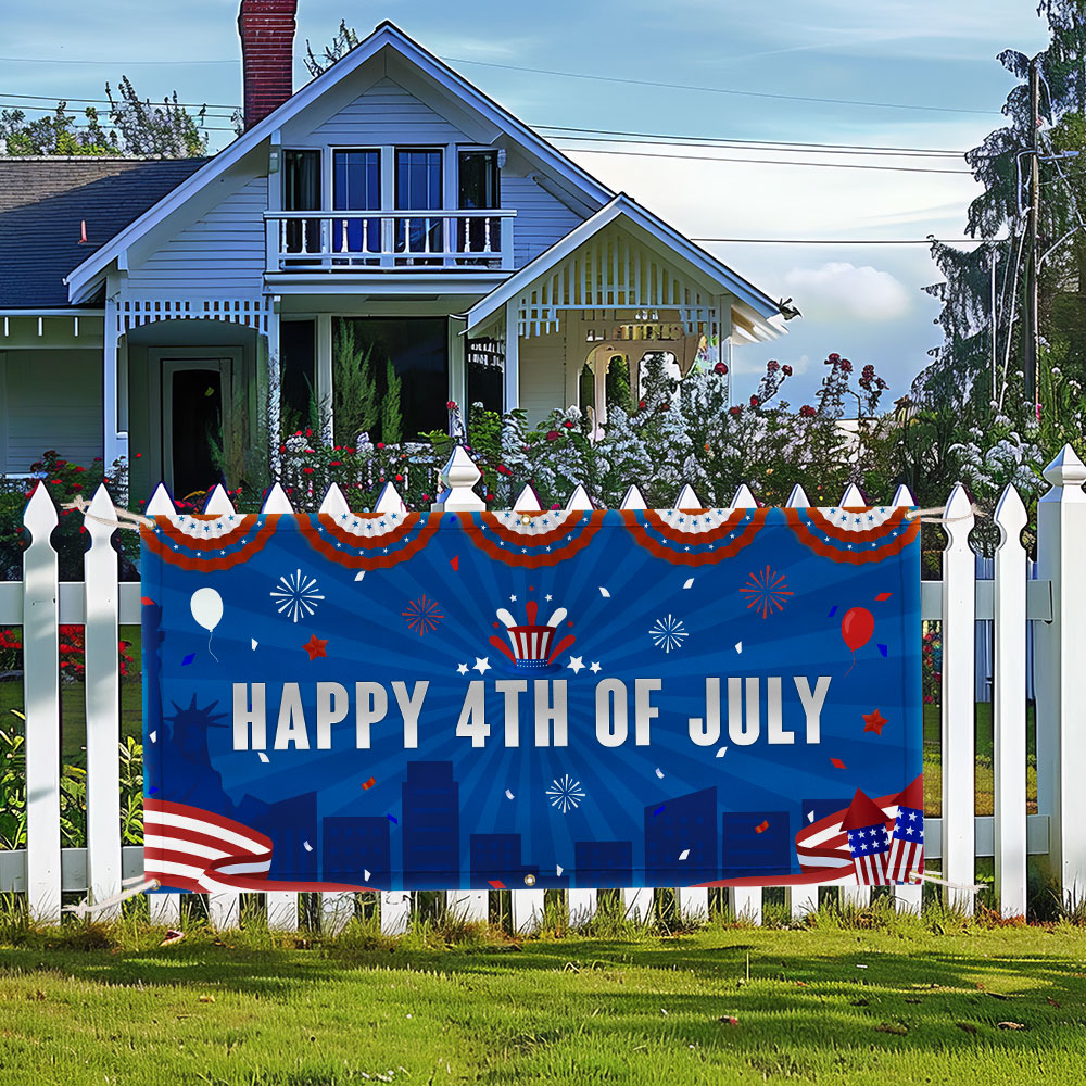 Happy 4th Of July Fence Banner