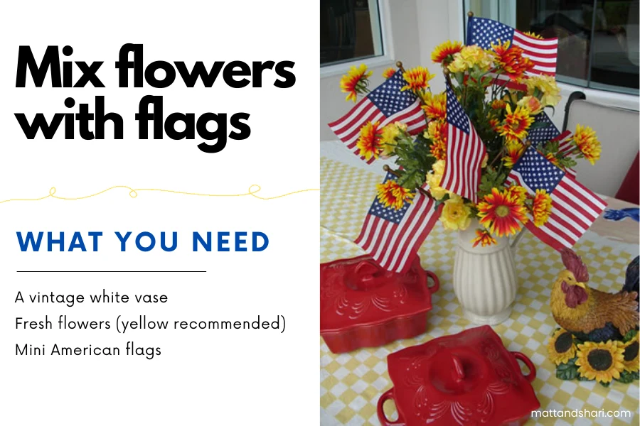 fresh flowers with mini flags