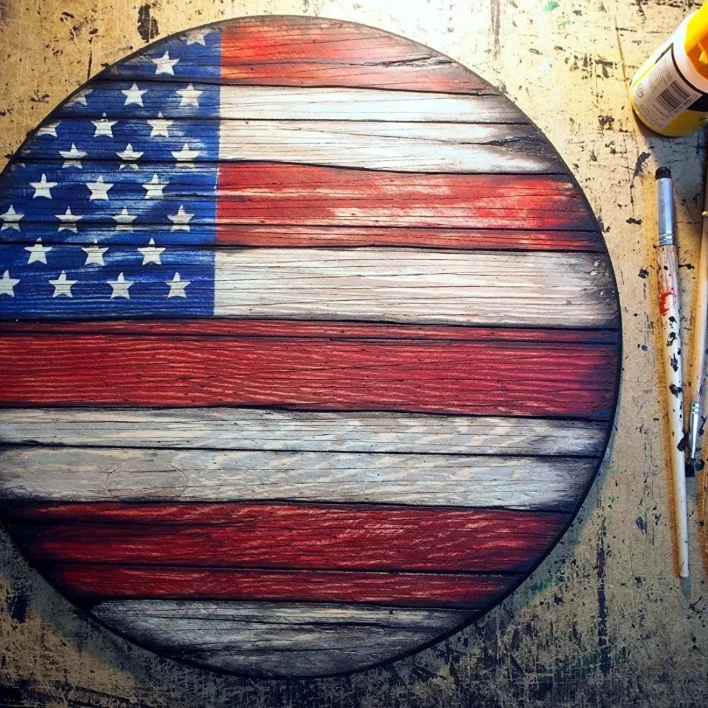 Round Wooden American Wall Art
