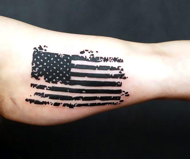 small black american flag tattoo