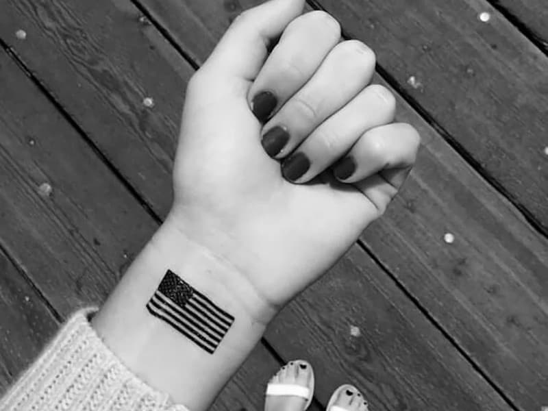 american flag black and white tattoo