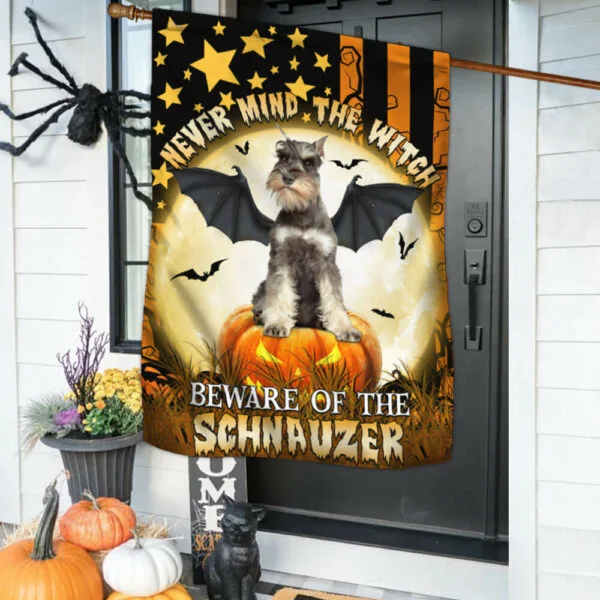 Beware Of The Schnauzer Halloween Flag