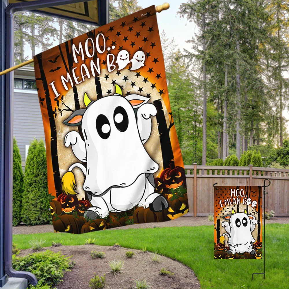 Ghost Cow Halloween Flag Moo I mean Boo TQN685F