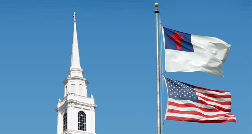 American And Christian Flags