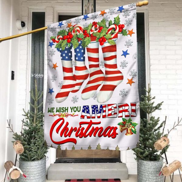 We Wish You Ameri Christmas American Flag