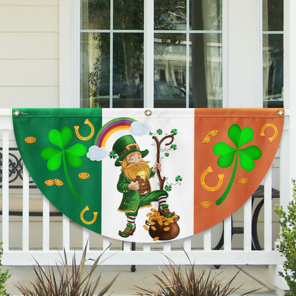 Leprechaun Happy Saint Patrick’s Day Irish American Non-Pleated Fan Flag