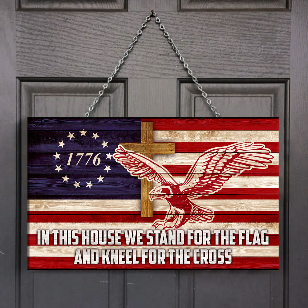 American Patriotic Eagle Rectangle Wooden Sign United States. We The People LNT03WD