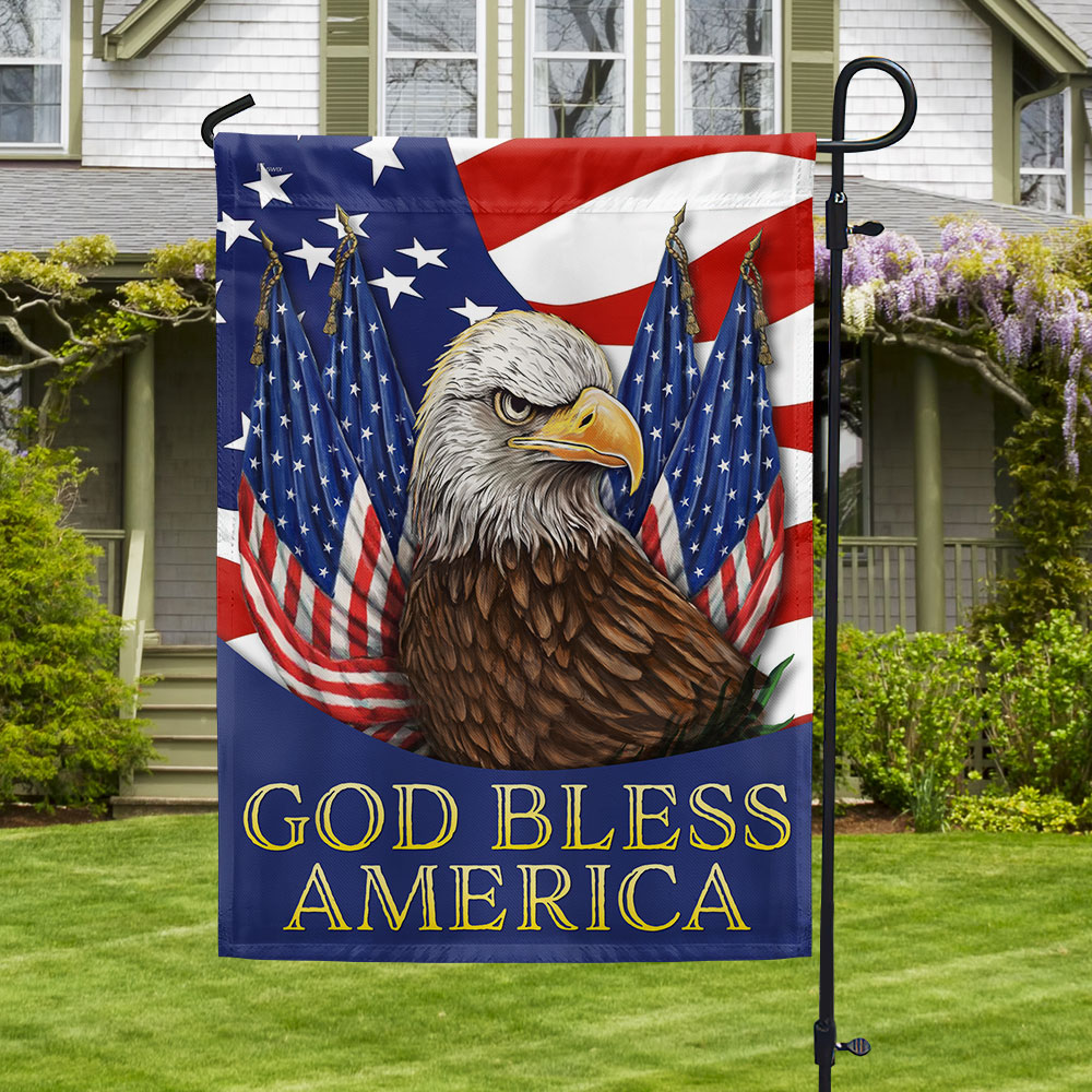 Patriot Eagle Independence Day God Bless America Flag MLN1342F